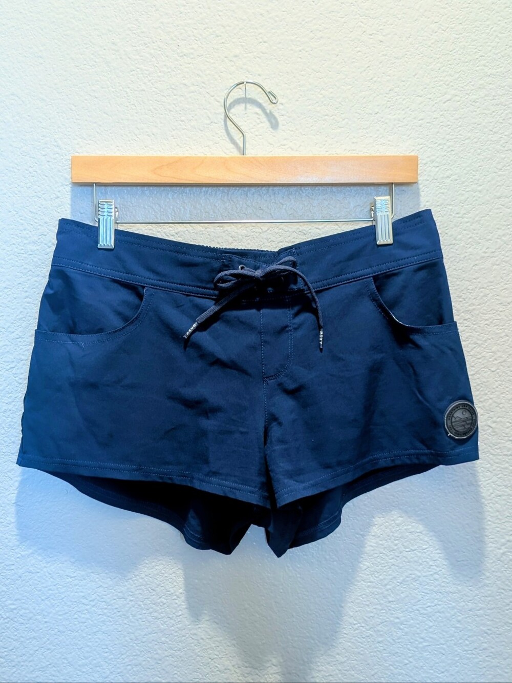 Roxy Navy Blue Tie-Waist Pocket Swim Shorts | Medium